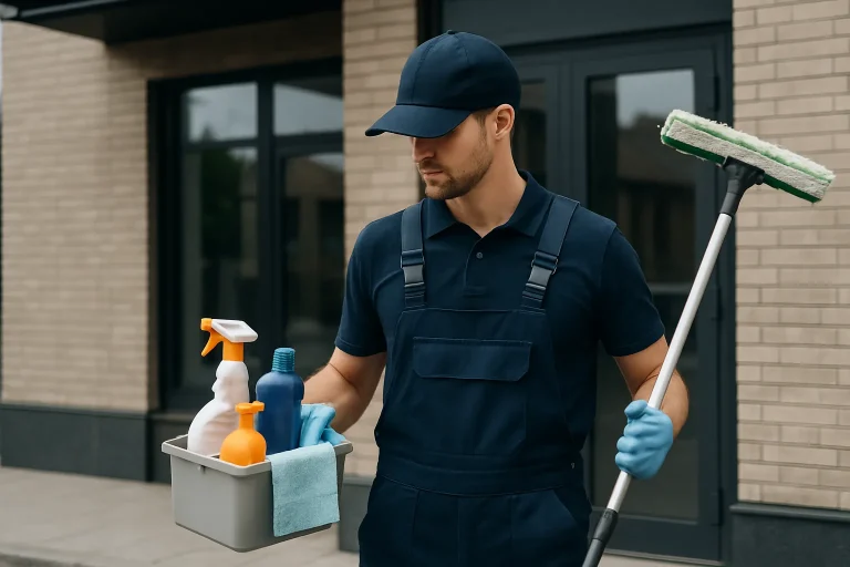 Équipe de nettoyage dans un bureau à Gravelines, illustrant les services professionnels.