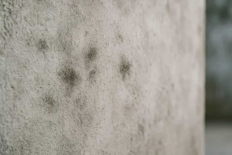 Gros plan sur un mur avec traces de suie, éclairage naturel, texture visible